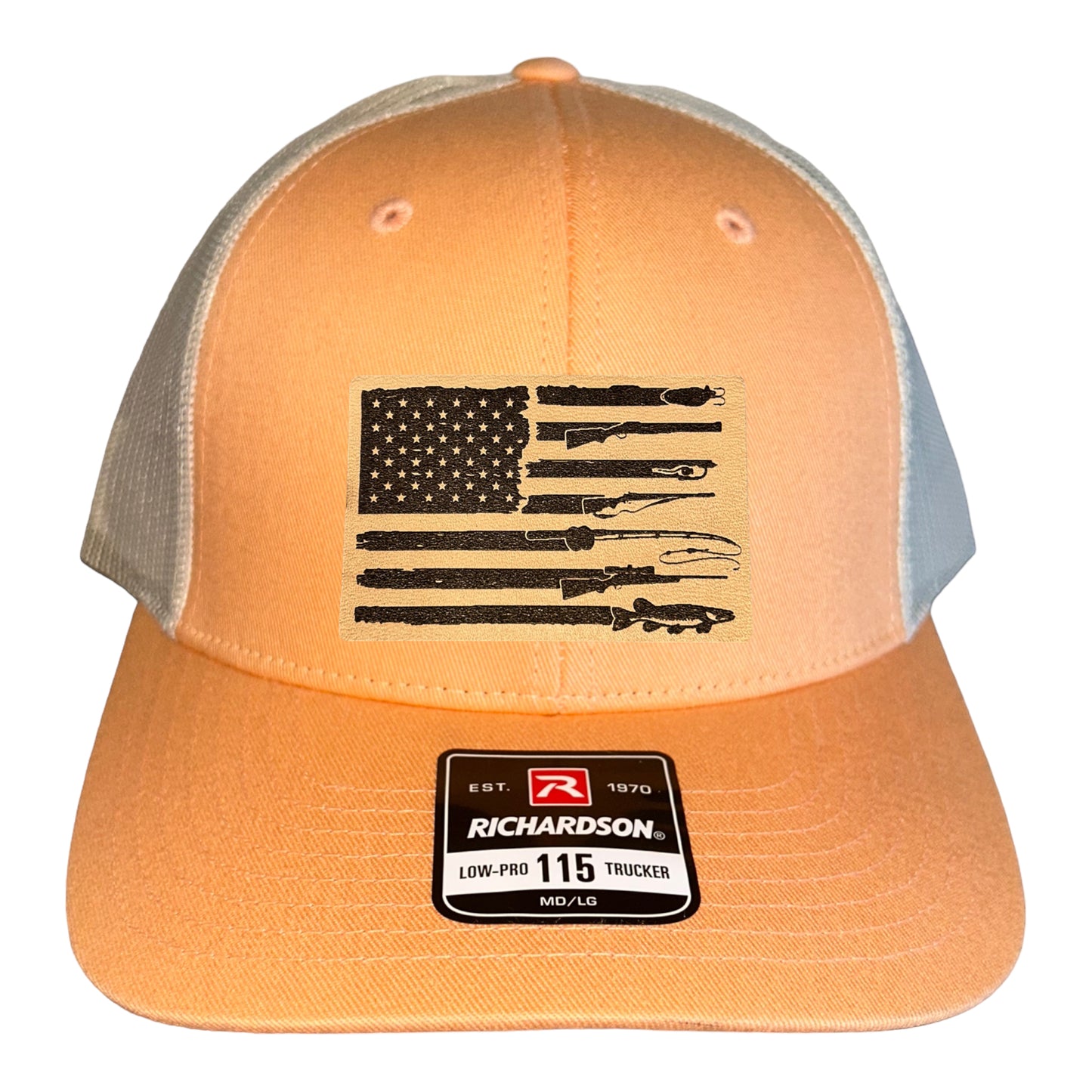 Fishing, Hunting, Flag Trucker Hat