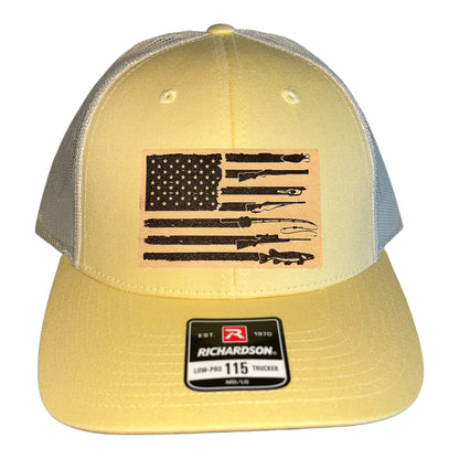 Fishing, Hunting, Flag Trucker Hat