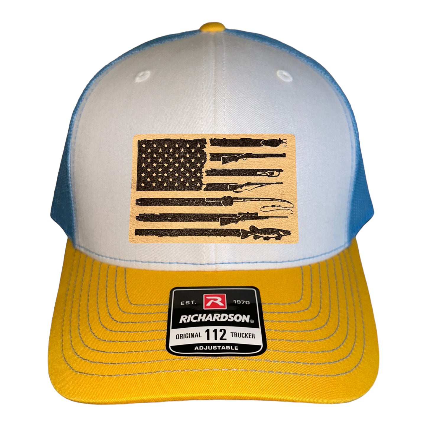 Fishing, Hunting, Flag Trucker Hat