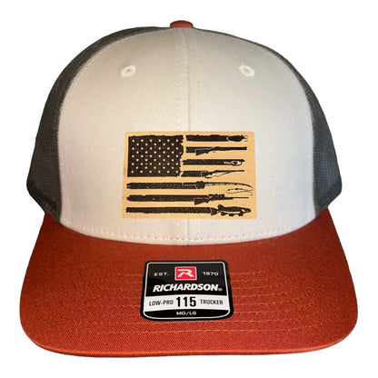 Fishing, Hunting, Flag Trucker Hat