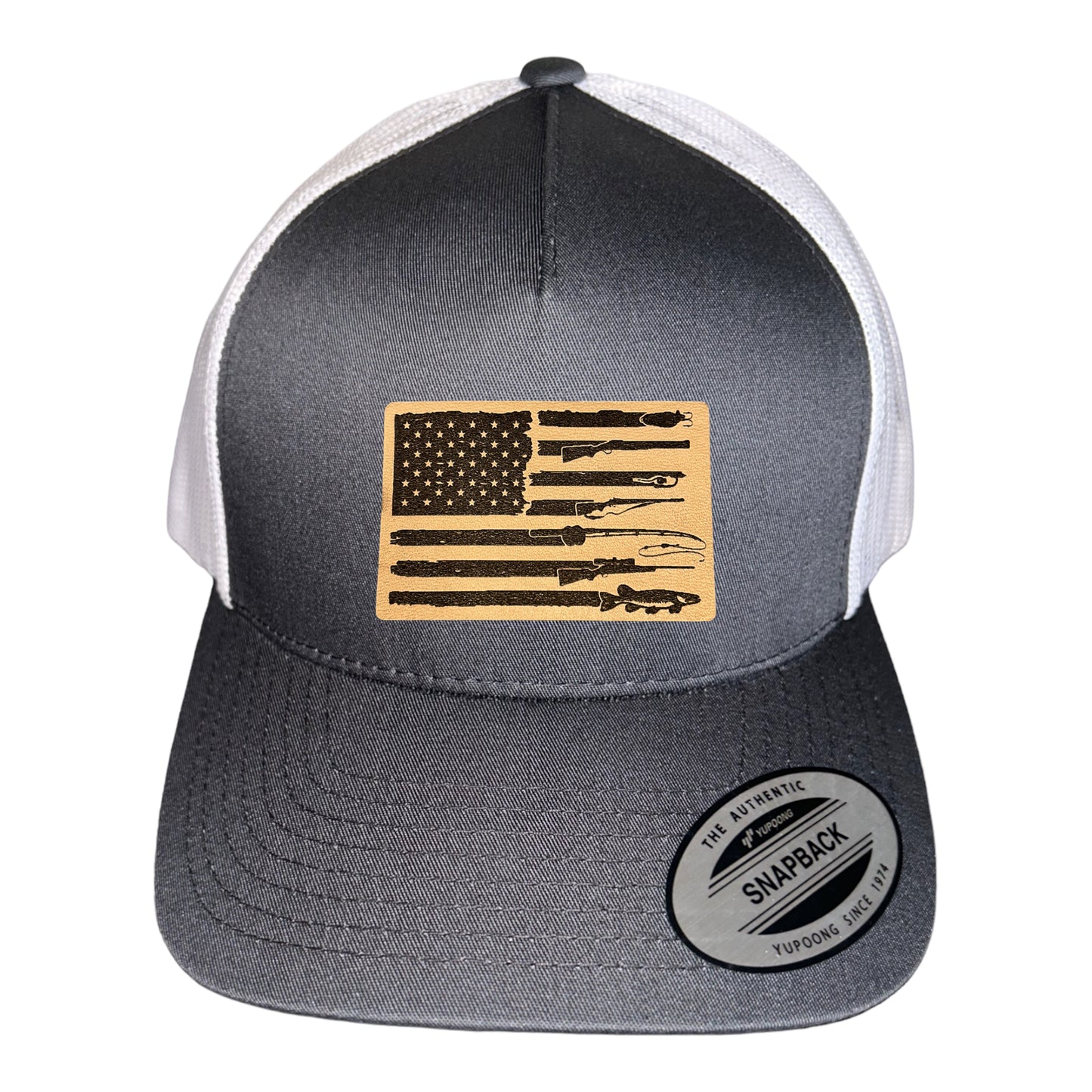 Fishing, Hunting, Flag Trucker Hat