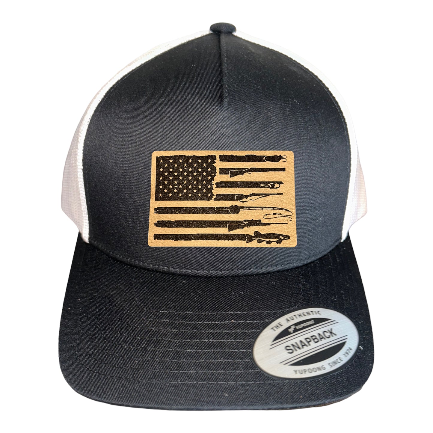 Fishing, Hunting, Flag Trucker Hat