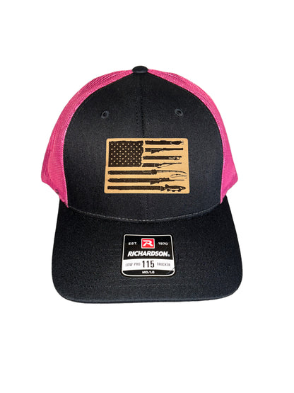 Fishing, Hunting, Flag Trucker Hat