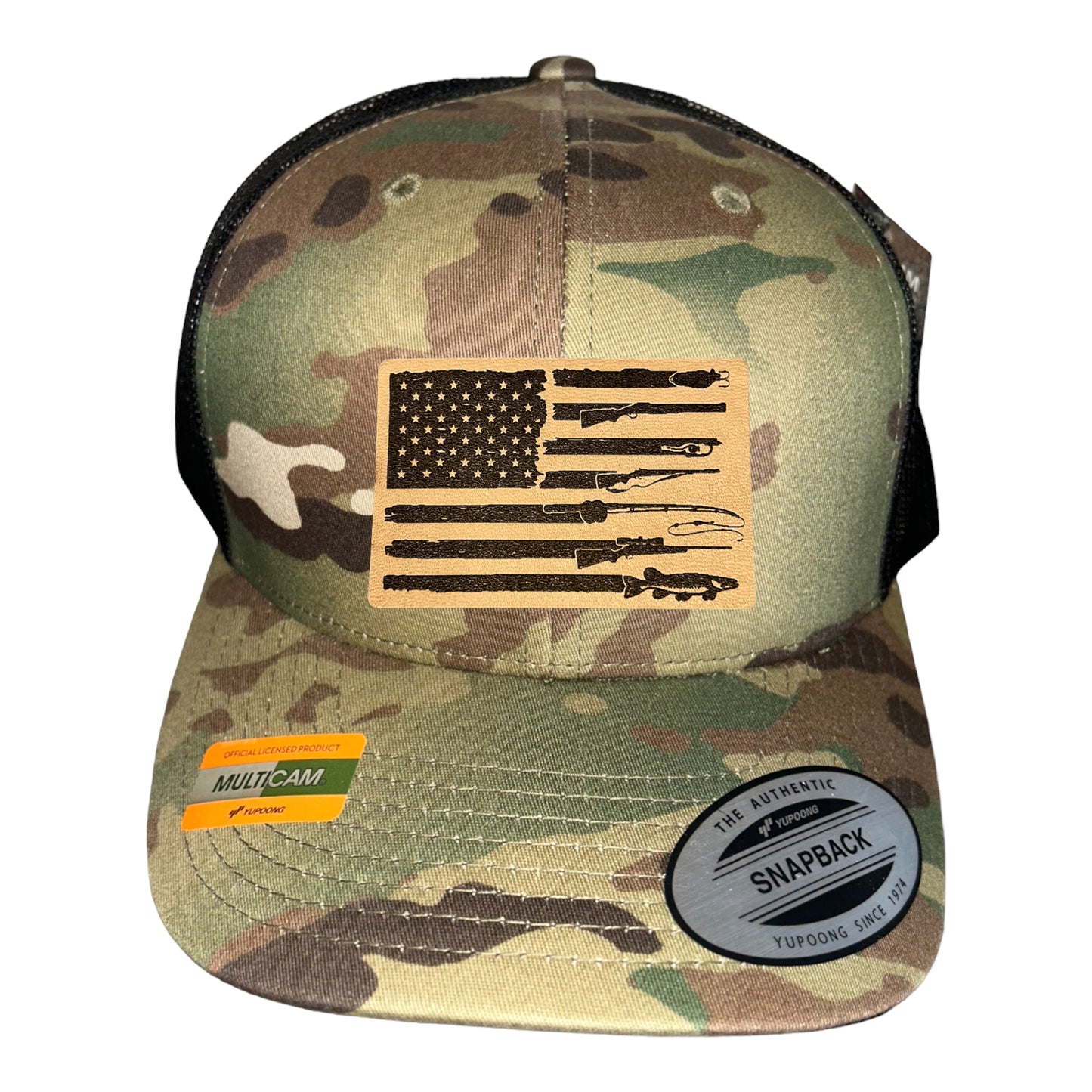 Fishing, Hunting, Flag Trucker Hat