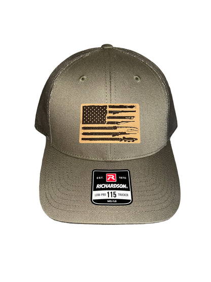 Fishing, Hunting, Flag Trucker Hat