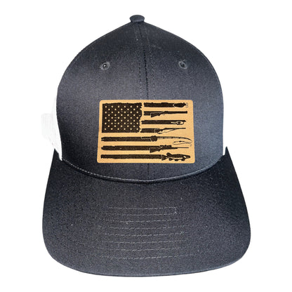 Fishing, Hunting, Flag Trucker Hat