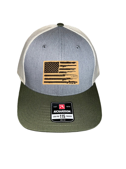 Fishing, Hunting, Flag Trucker Hat