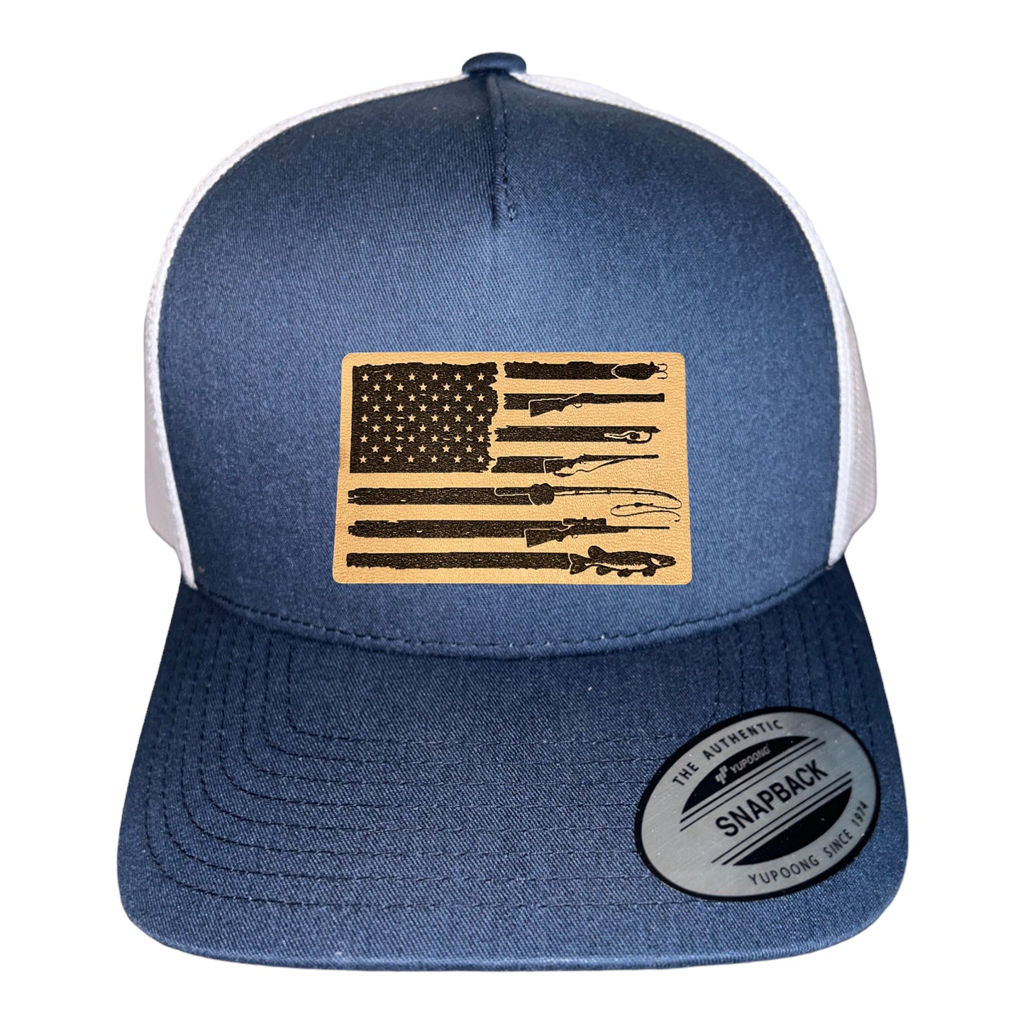 Fishing, Hunting, Flag Trucker Hat