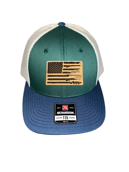 Fishing, Hunting, Flag Trucker Hat