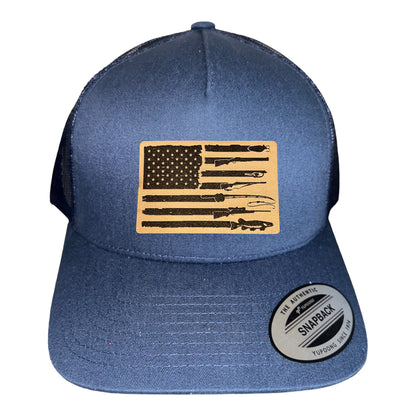 Fishing, Hunting, Flag Trucker Hat