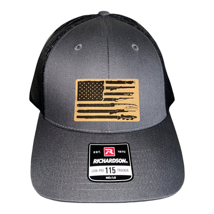 Fishing, Hunting, Flag Trucker Hat