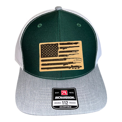 Fishing, Hunting, Flag Trucker Hat