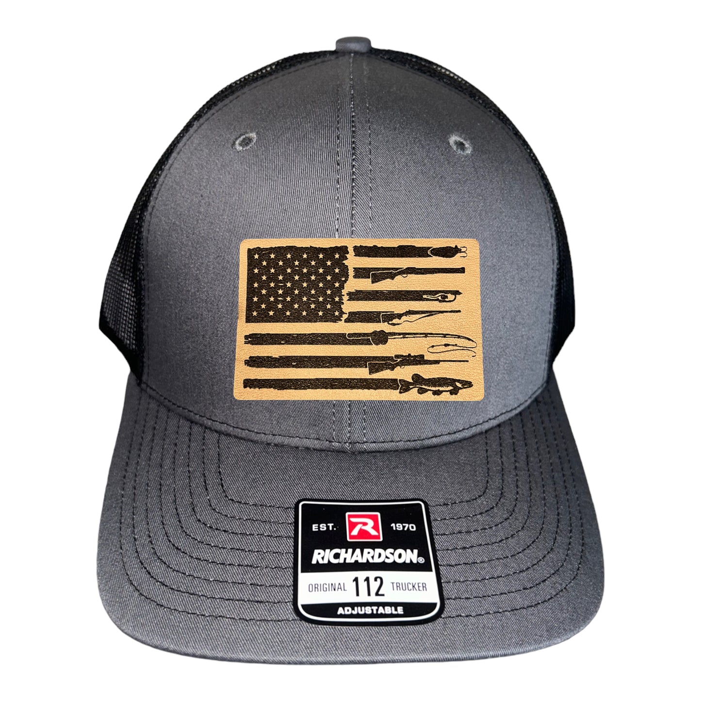 Fishing, Hunting, Flag Trucker Hat