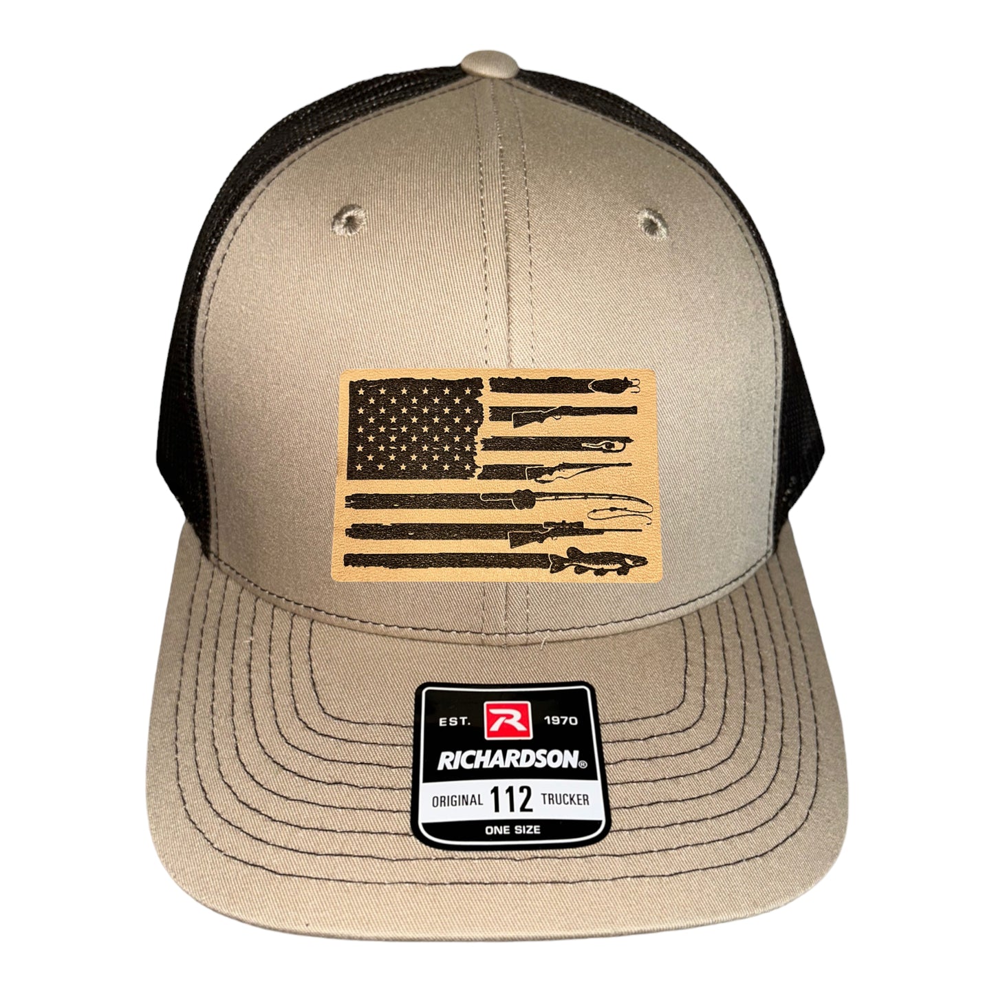 Fishing, Hunting, Flag Trucker Hat