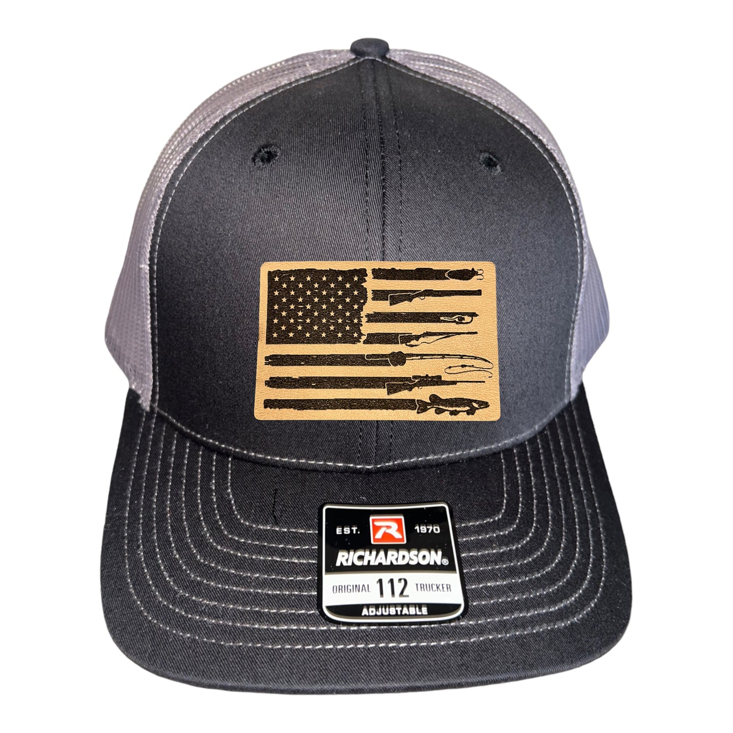 Fishing, Hunting, Flag Trucker Hat