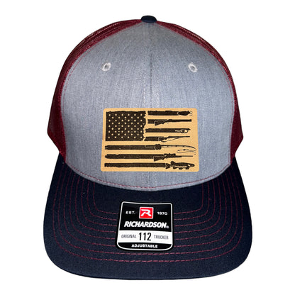 Fishing, Hunting, Flag Trucker Hat