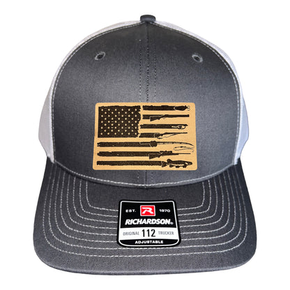 Fishing, Hunting, Flag Trucker Hat