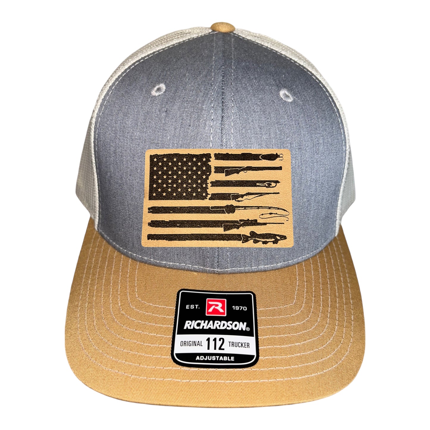 Fishing, Hunting, Flag Trucker Hat