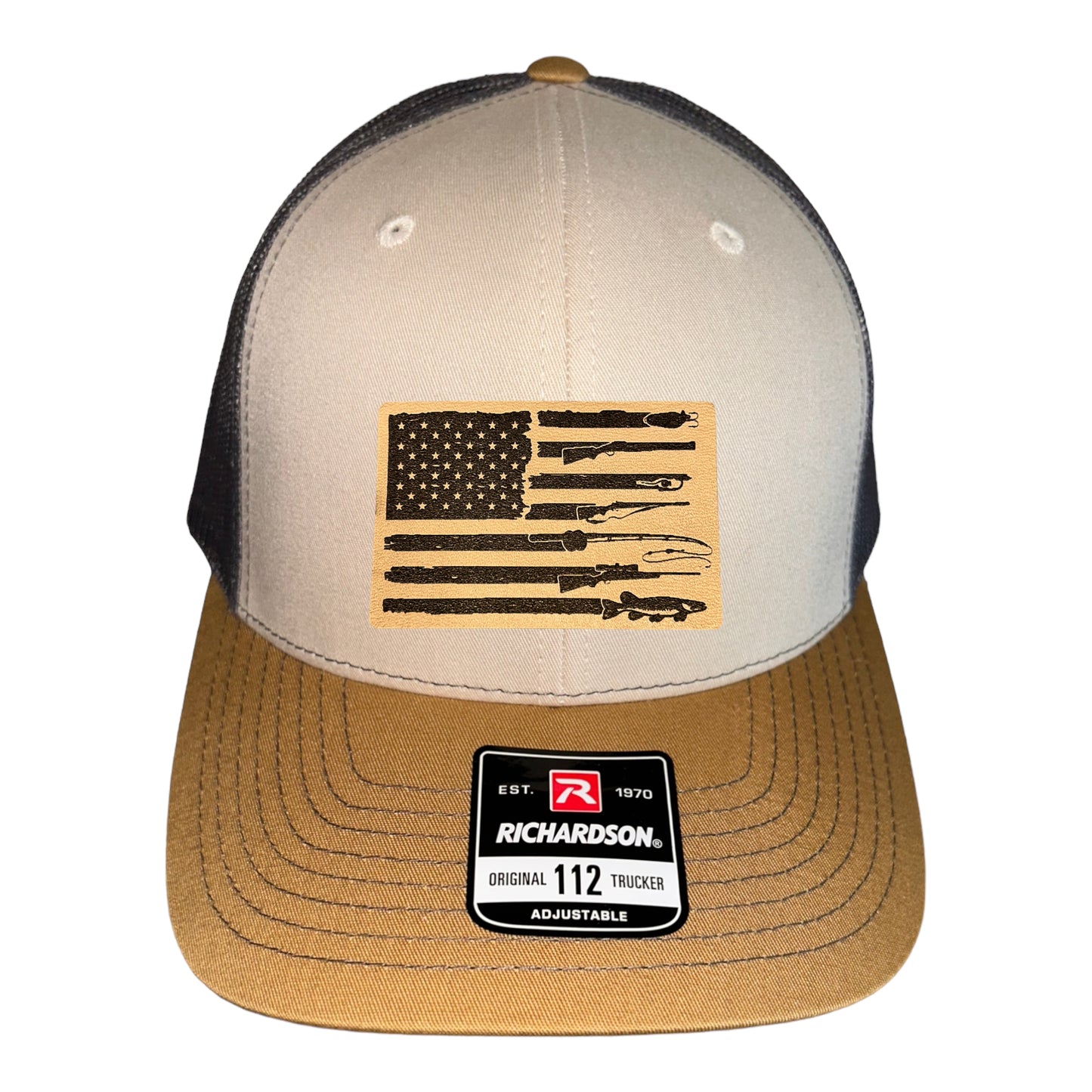 Fishing, Hunting, Flag Trucker Hat