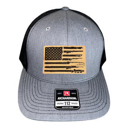 Fishing, Hunting, Flag Trucker Hat