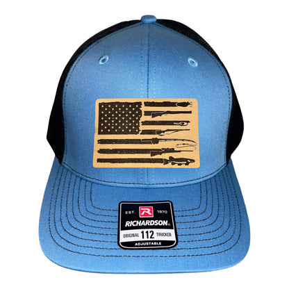 Fishing, Hunting, Flag Trucker Hat