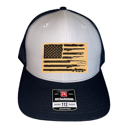 Fishing, Hunting, Flag Trucker Hat