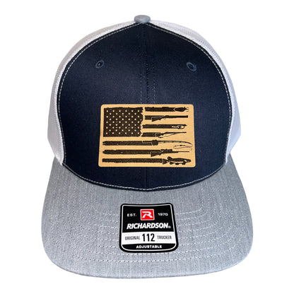 Fishing, Hunting, Flag Trucker Hat