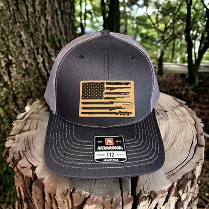 Fishing, Hunting, Flag Trucker Hat