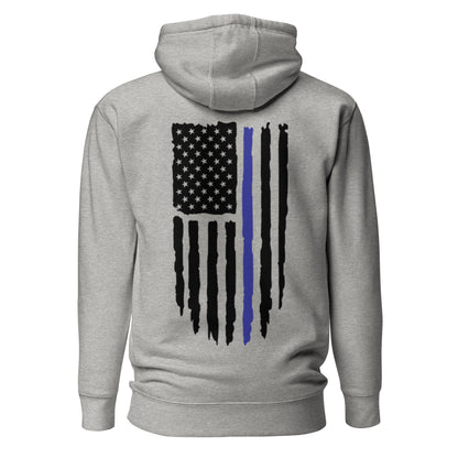 Tattered Flag Blue Line Hoodie